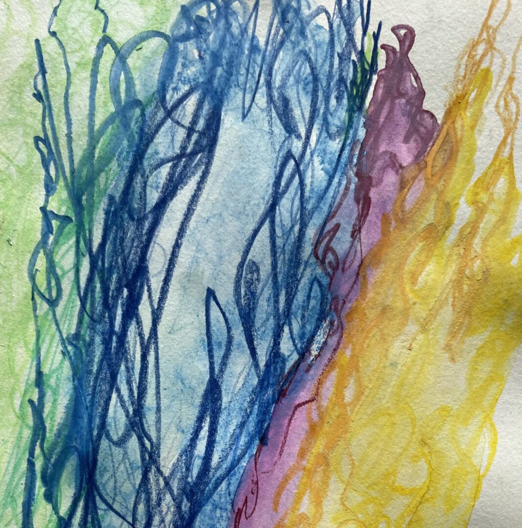 Buntes Bild mit aquarellierbaren Farbstiften