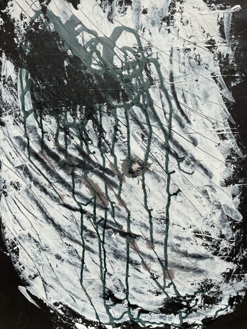 Gestaltung in Schwarz und Weiß mit Acrylfarben, Tusche und Ritzung