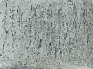 Weiße Acrylfarbe und Graphit auf Papier
